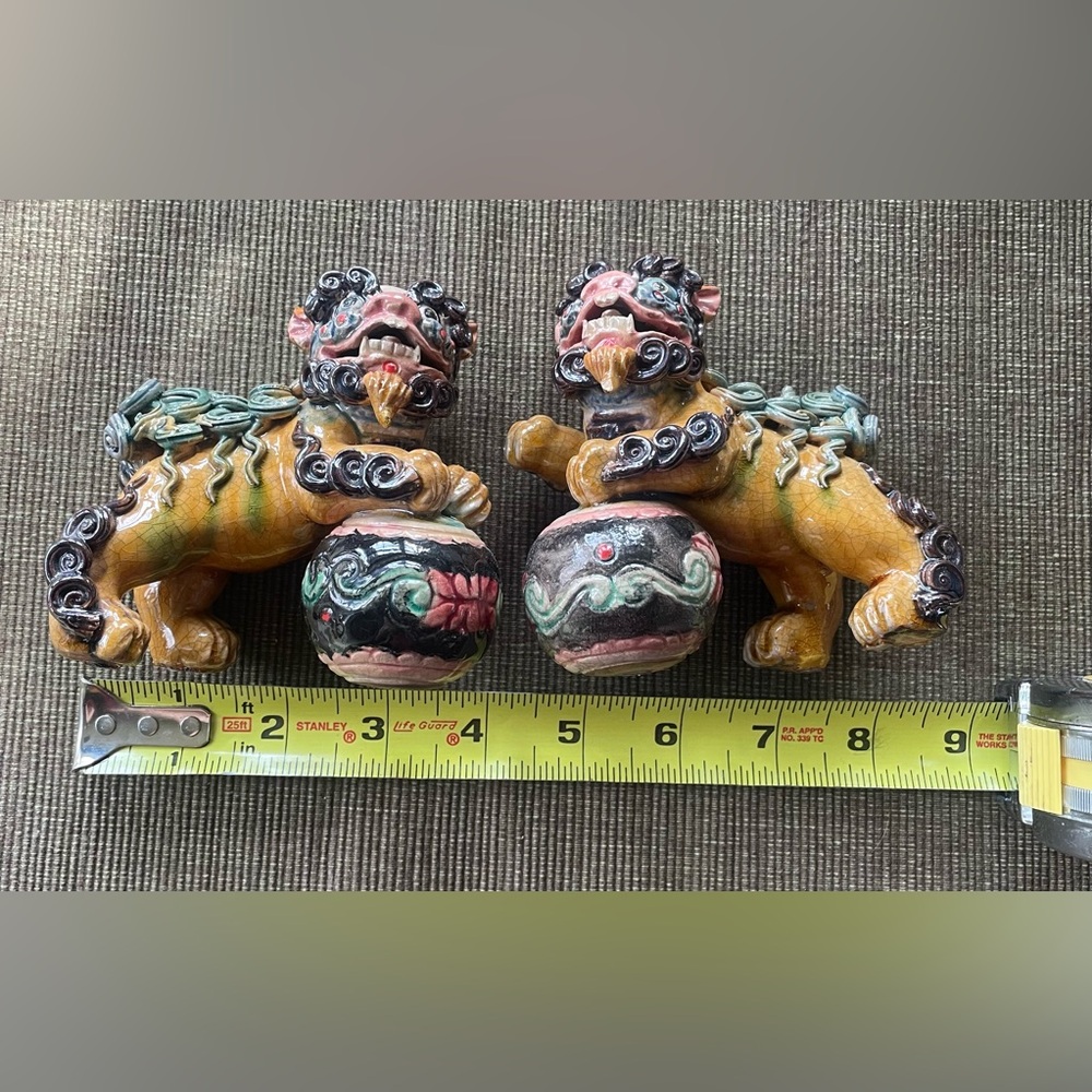 Foo Dog / Foo Lions Sancai Porcelain - Early 1900s - Collectible - Picture 3 of 6